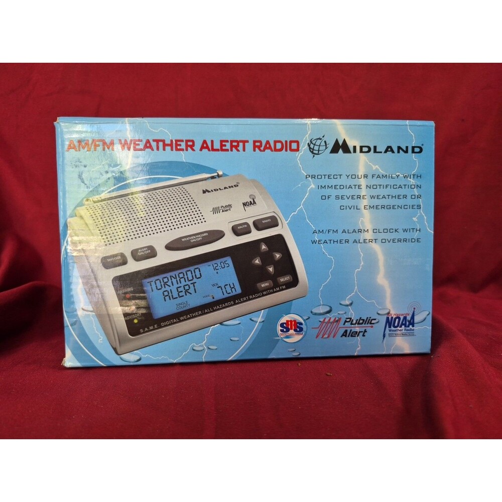 Midland WR300 AM/FM/Weather Radio With Adapter And Manual Tested Works